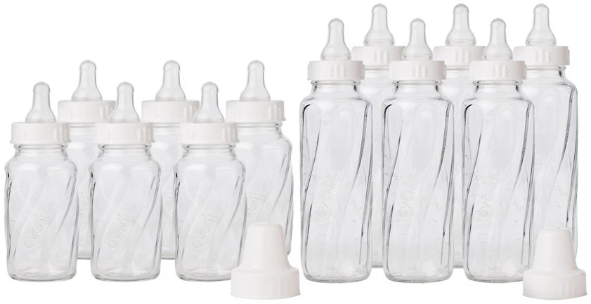 6 Pk Evenflo 4 oz or 8 oz Twist Classic Real Glass Baby Bottles BPA Free 937501
Opens in a new windo