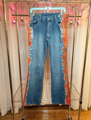 (32 x 31) VINTAGE BC Ethic TIE DYED Acid Wash Jeans SKATER 90s Red