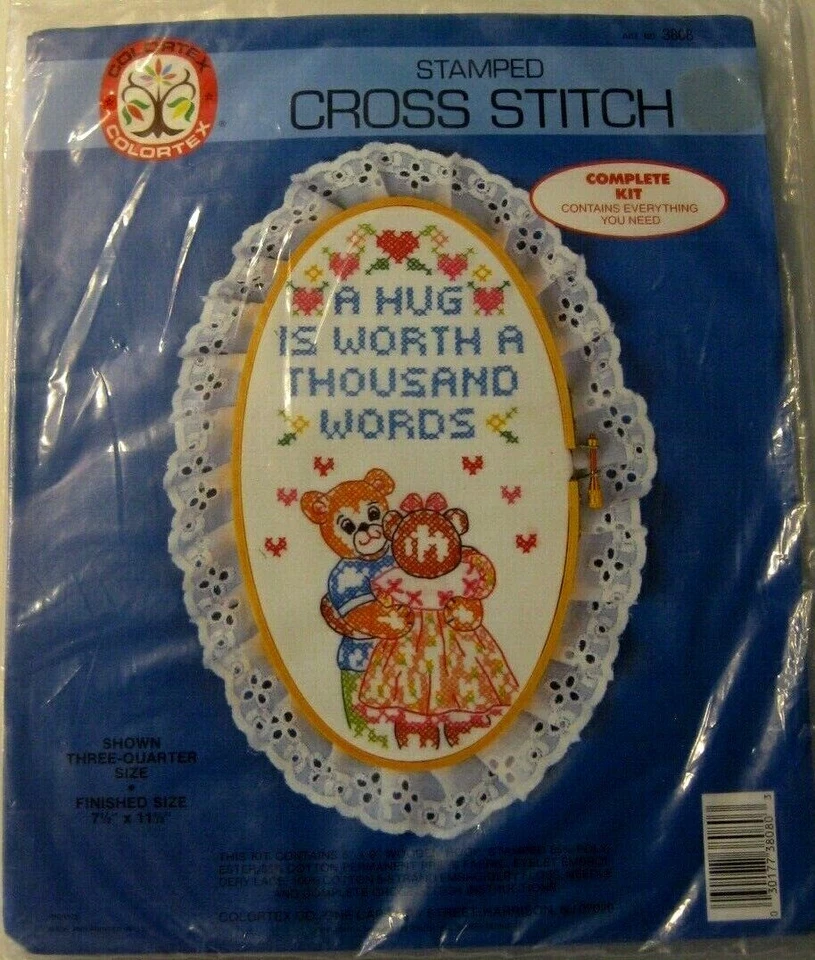 Colortex: Kit Punto de Cruz Estampado "Un Abrazo vale Mil Palabras" NUEVO Foto 3 de 4