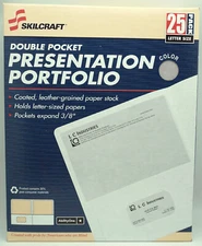 SKILCRAFT Double Pocket Presentation Portfolio - Gray - Letter Size 25/pack