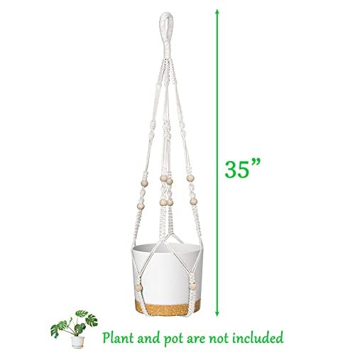  2 Pack 35 Inch Macrame Plant Hanger (Ivory) Indoor Hanging Planter Basket 