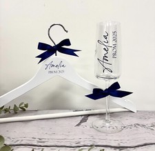 Personalised coat hanger and champagne flute set - prom glass & hanger - prom