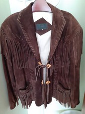 Original Western Fransen Jacke in Wildleder, dunkelbraun 