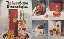 Wild Turkey Christmas Gift Decanters Baccarat Americana Vintage Print Ad 1980