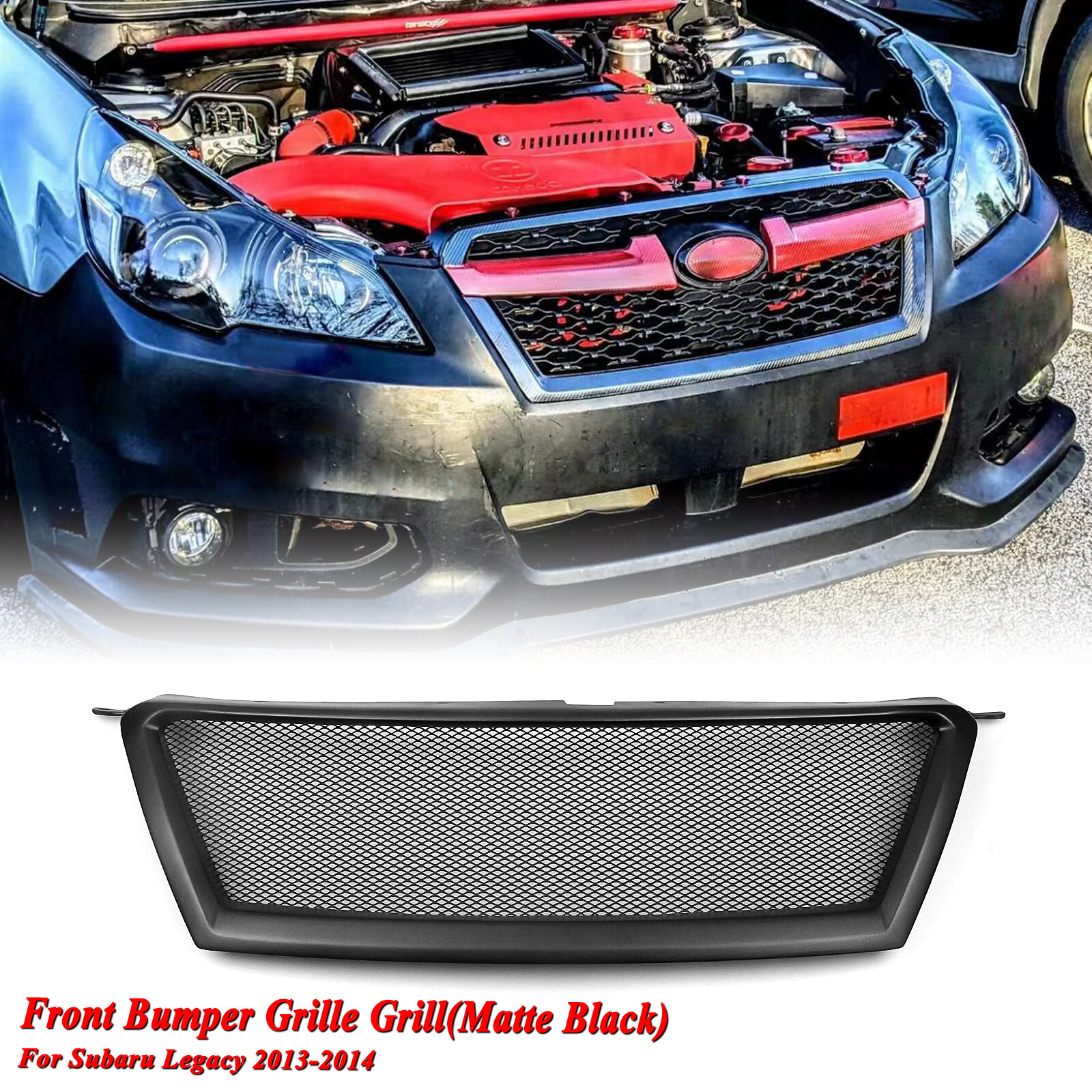 Front Bumper Grille Hood Grill Cover Kit For Subaru Legacy Sedan Wagon 2013-2014