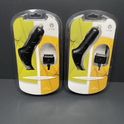 Set Of 2 New Car Charger iPhone 3/3GS/4/4S & iPad 1/2/3 iPod 3rd 4th Nano iTouch - Afbeelding 1 van 4