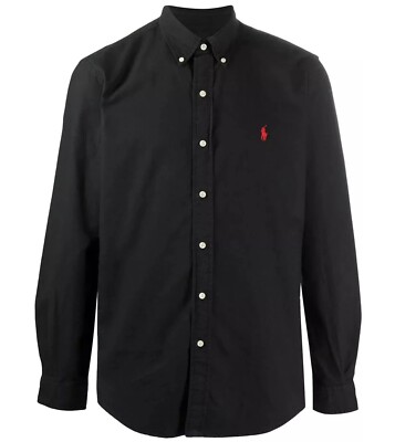 NWT- POLO RALPH LAUREN Mens Classic Oxford Button Down Long Sleeve Shirt-  BLACK | eBay