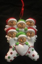 PERSONALIZED Teddy Bears Stockings Family of 6 Christmas Ornament Gift