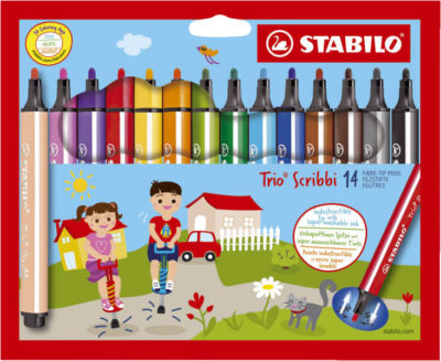 14x Stabilo  Fasermaler Kinder Filzstifte Dreikant Trio  Scribbi sortiert
