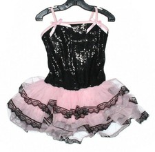 Girl Theatricals Pink Black Sequin Ballet Tap Jazz Dress Dance Costume Size XSC