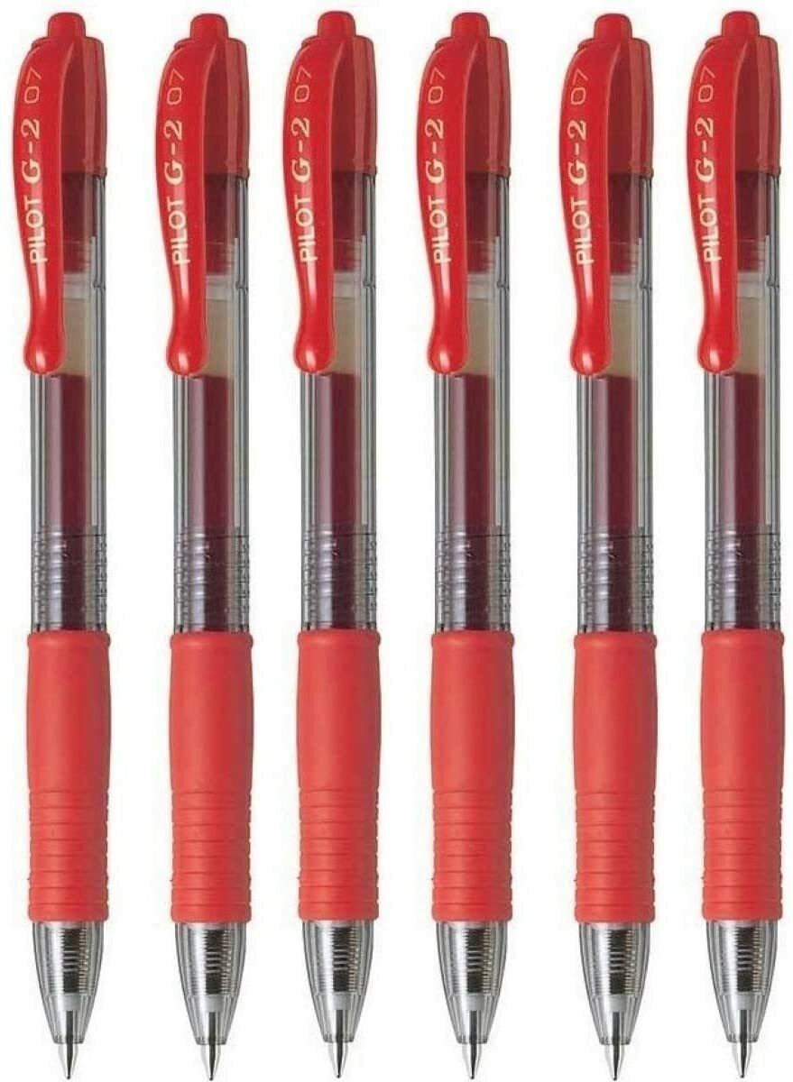 PILOT G2 Premium Refillable, Retractable Rolling Ball Gel Pens, 0.7mm Fine 6 Pcs
