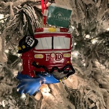 New Kurt Adler 4" Fire Department Resin Christmas Ornament With Tag