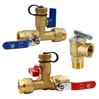 #ad 3 4quot; Tankless Water Heater Isolation Valve Kit Pressure Relief CSA approved used $57.99