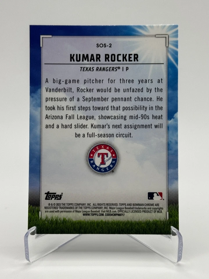 2023 Bowman Chrome #SOS-2 KUMAR ROCKER | Sights On September - Image 2 of 2