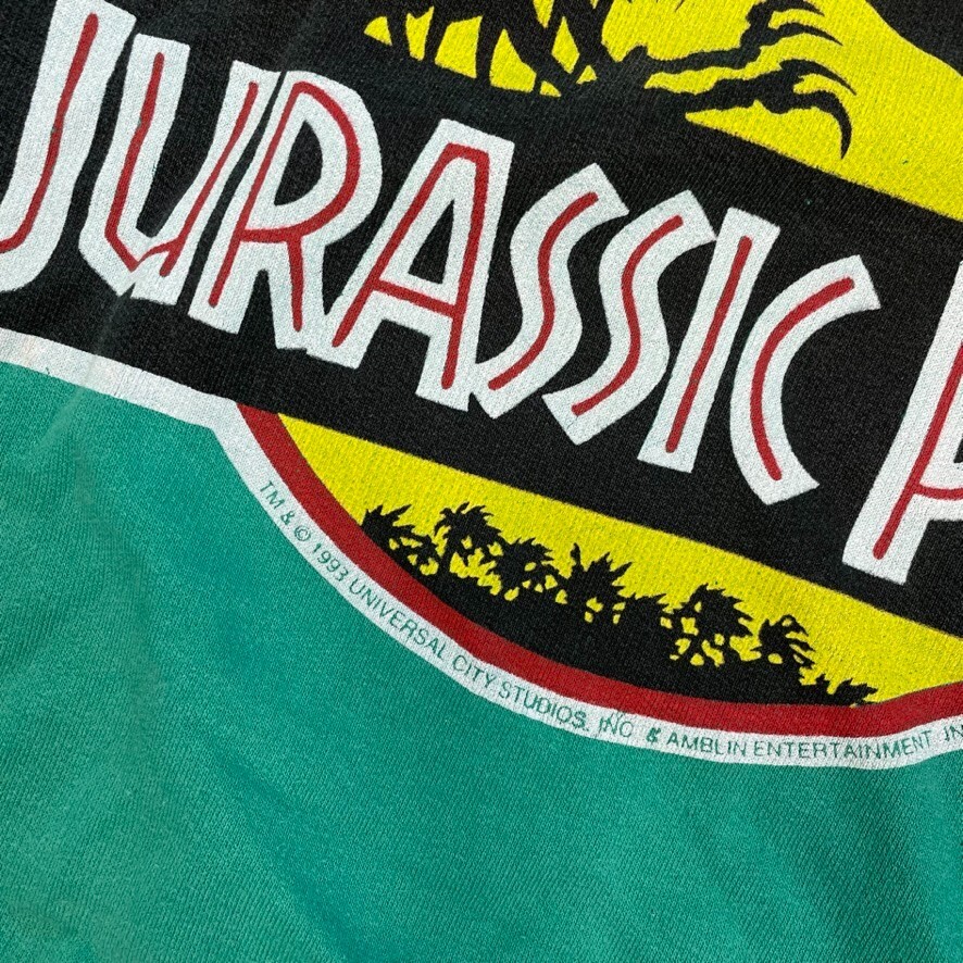 Jurassic Park Sweatshirt 90's Spellout Movie Graphic Jumper Green Kids Medium image 7