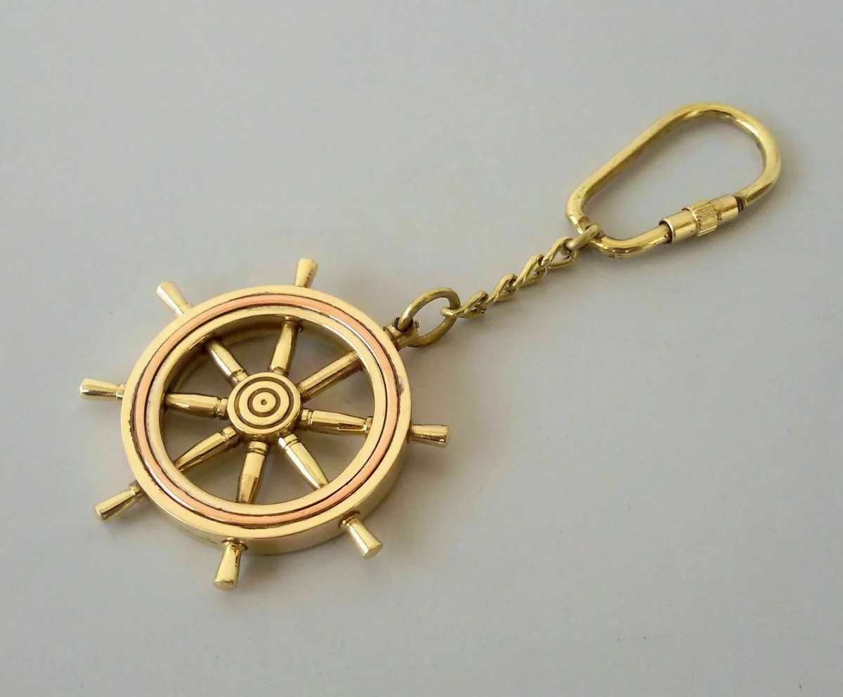 Wheel Ship Nautical Keychain Brass Key Ring Gift Metal Ship's
