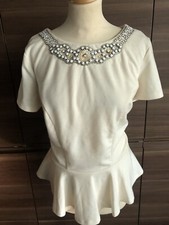 Brand New With Tags M&Co Cream Top With Sequence Detail Sze 14
