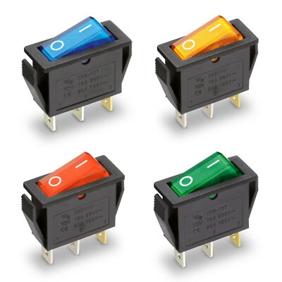 Wippschalter 250V 15A beleuchtet 31x14mm EIN-AUS schaltend 230V Mini-Schalter
