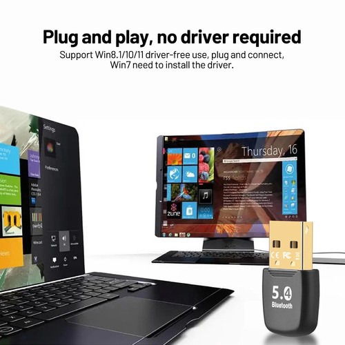 Bluetooth 5.4 Adapter Free Driver USB Bluetooth Dongle Adapter for PC Windows - Afbeelding 5 van 16