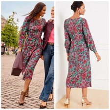 Talbots side tie midi dress in stunning floral lapis multi - 8P nwt