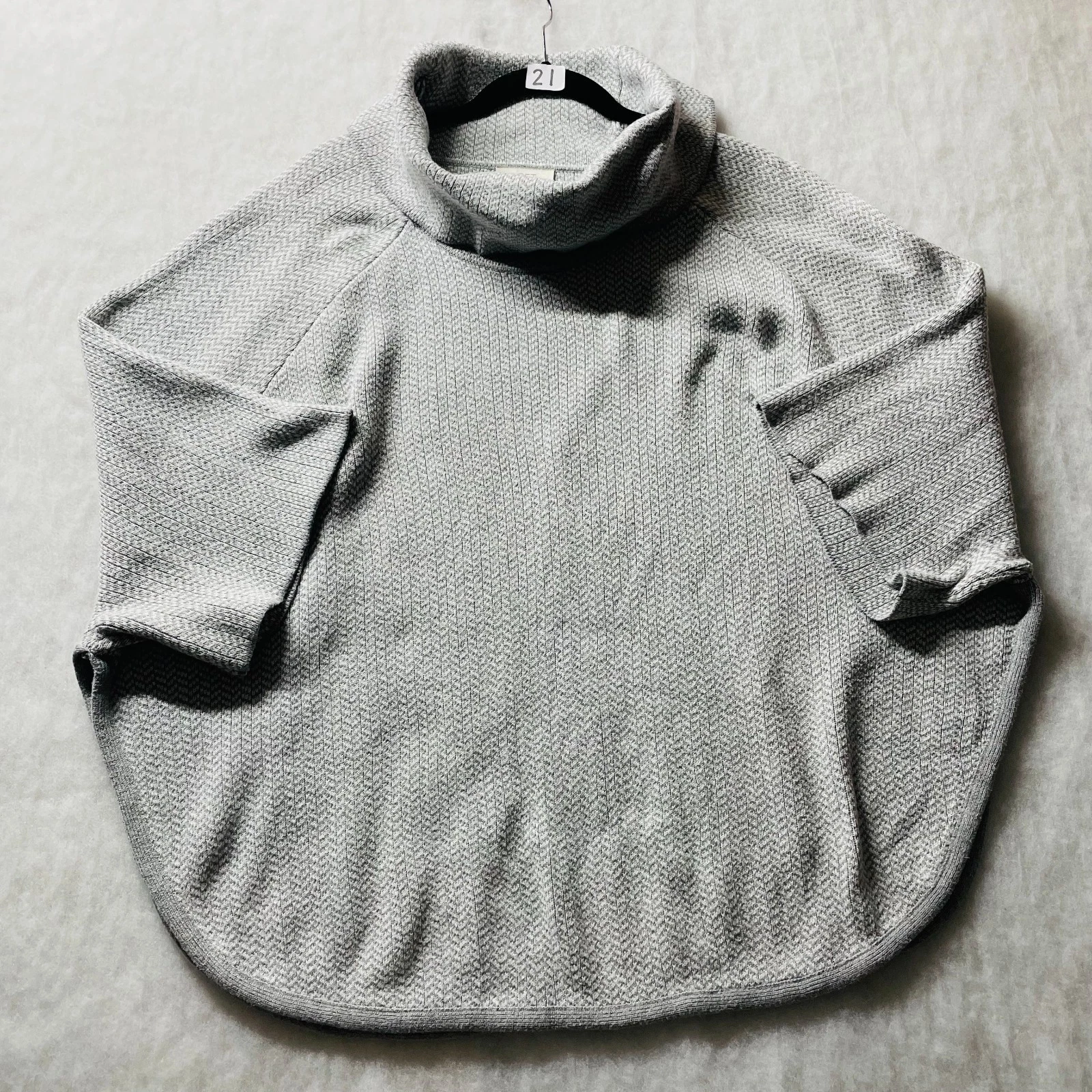Loft Outlet Womens Gray Cowl Neck Preppy Modest Pullover Poncho Sweater Size M/L