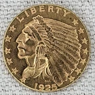 1925-D $2.50 US Indian Head Gold Quarter Eagle Coin AU