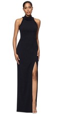Xscape Women's High-Neck Open-Back Gown - Black, Size-10