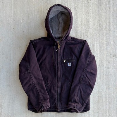 Carhartt WOMENS J141 DWN purple hooded work wear jacket
