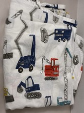 Pottery Barn Kids Flat Sheet Sz Full Construction Trucks 100 Cotton