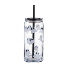 Halloween Cute Ghost Tumbler Glass Sipper Cups 20oz Cold Drinks