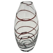 Vintage Hand Blown Spiral Stripe Studio Art Glass Vase
