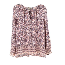 Lucky Brand Boho Floral Peasant Tunic Top Women’s Medium Purple Cowgirl Western