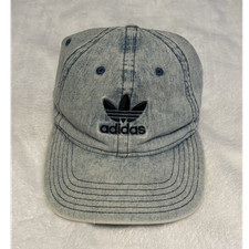 adidas Light Blue Denim Adjustable Baseball Cap Trefoil Logo