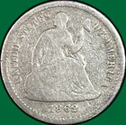1862 Seated Liberty Half Dime Good G Coin #42574