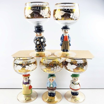 E&A Bockling Goebel Hummel Goblet German Etch Gold Wine Glass Neudenau Stickers