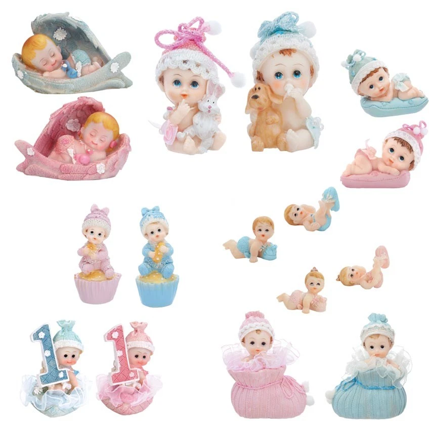 PARTYDECO.PL Baby-Figur blau oder rosa versch. Motive/Größen als Deko Tortendeko Geschenk