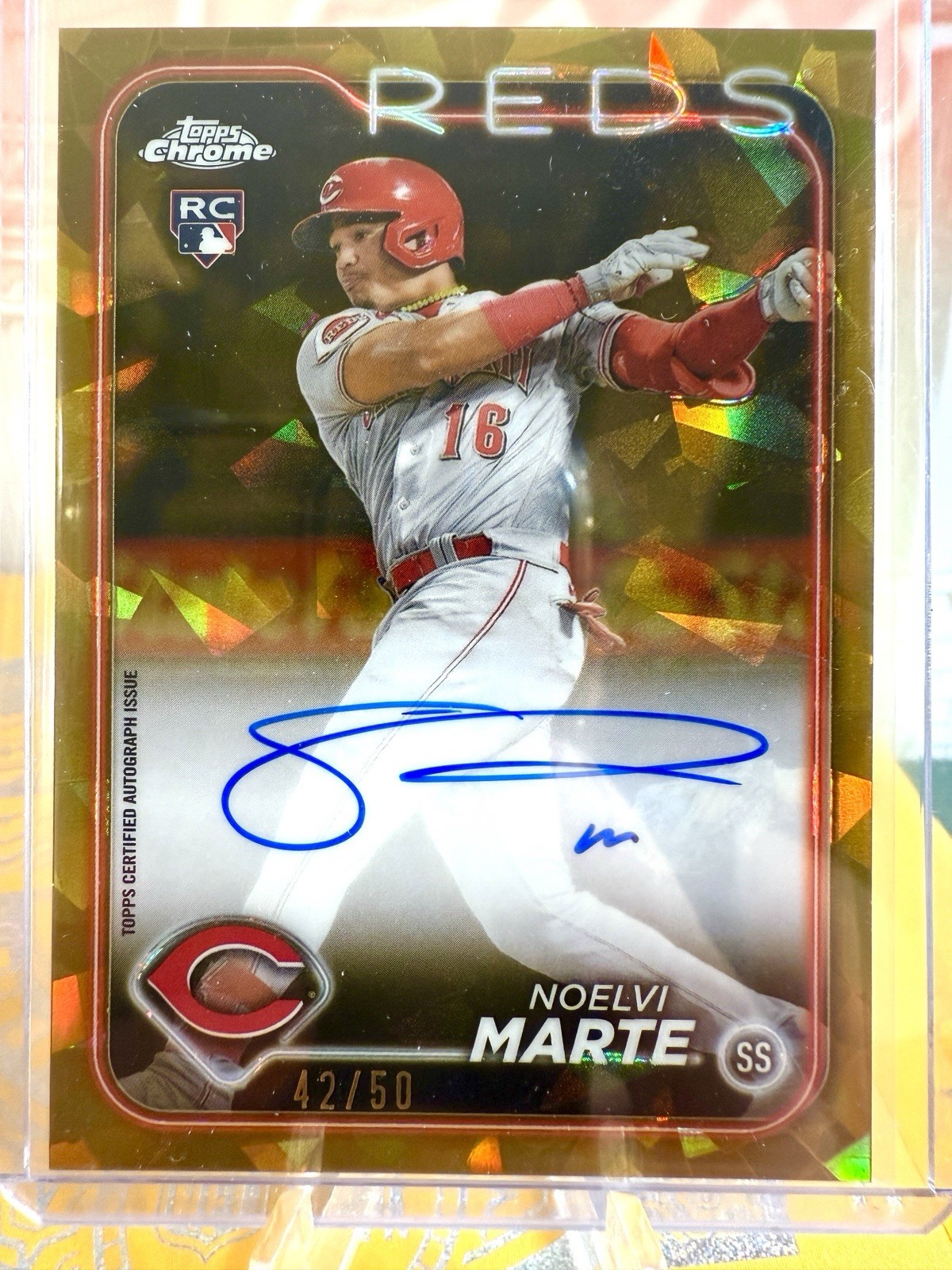 2024 Topps Chrome Sapphire NOELVI MARTE RC🚨GOLD Auto /50🚨Reds