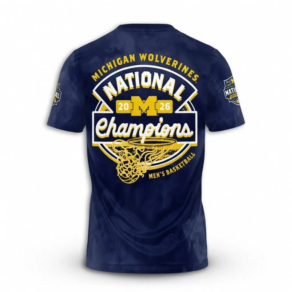 Michigan Wolverines 2026 NCAA National Champions 3D T-Shirt Basketball