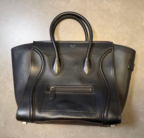 Celine Luggage Mini Shopper Black Leather Used From Japan
