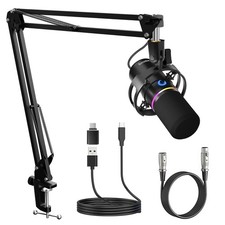 XLR/USB Dynamic Microphone Kit,Podcast Microphone with Boom Arm for Streaming...