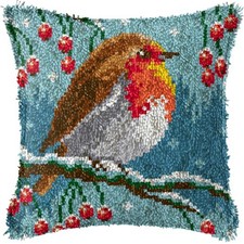 DIY Latch Hook Pillow Kit Bird Pattern Printed Canvas Cushion Cover