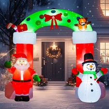 8.2ft Christmas Inflatables Arch with Santa  Snowman Blow up Outdoor Decoration