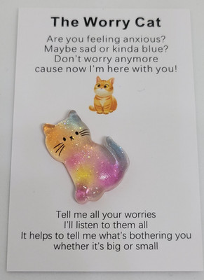 The Worry Cat ~ Pocket Hug ~ Iridescent ~ Glittery ~ Emotional Inspiration