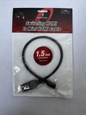 Swiveling HDMI To Mini HDMI Cable Pearstone 1.5 Feet