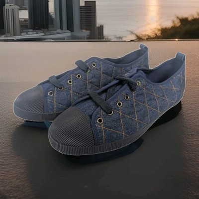 1980s  Vintage Perry Ellis Quilted Denim High Top Sneakers 10B 