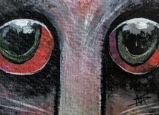 Original ACEO Black Cat Painting Collectible Face Modern Art By Samantha McLean