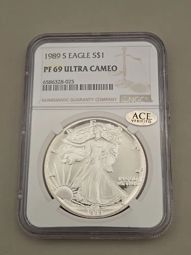 1989-S $1 American Silver Eagle NGC PF69 Ultra Cameo Brown Label