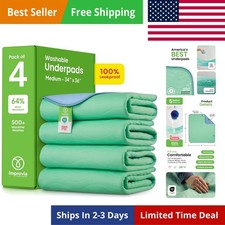 Washable Underpads, 34" x 36" Pack of 4 - Heavy Absorbency Reusable Bedwettin...