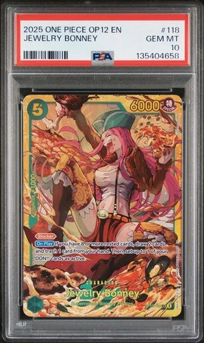 2025 ONE PIECE OP12-LEGACY OF THE MASTER #118 JEWELRY BONNEY PSA 10