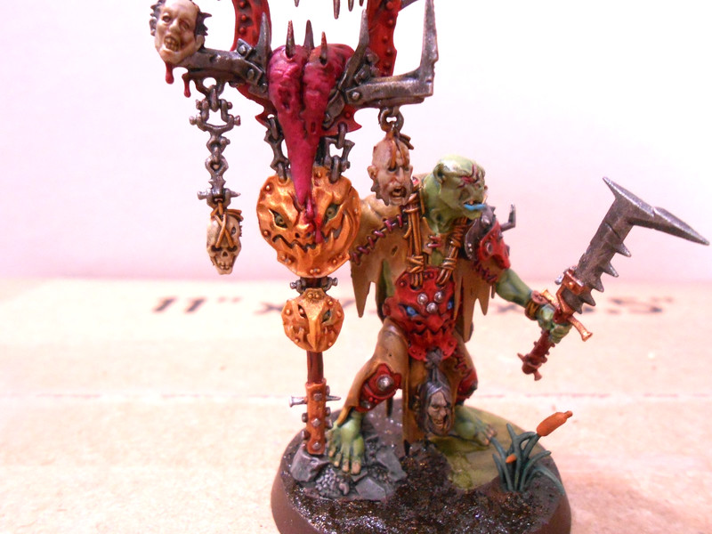 #4 ORRUK WARCLANS/MURKNOB WITH BELCHA BANNER/WELL PAINTED AND CUSTOM BASED